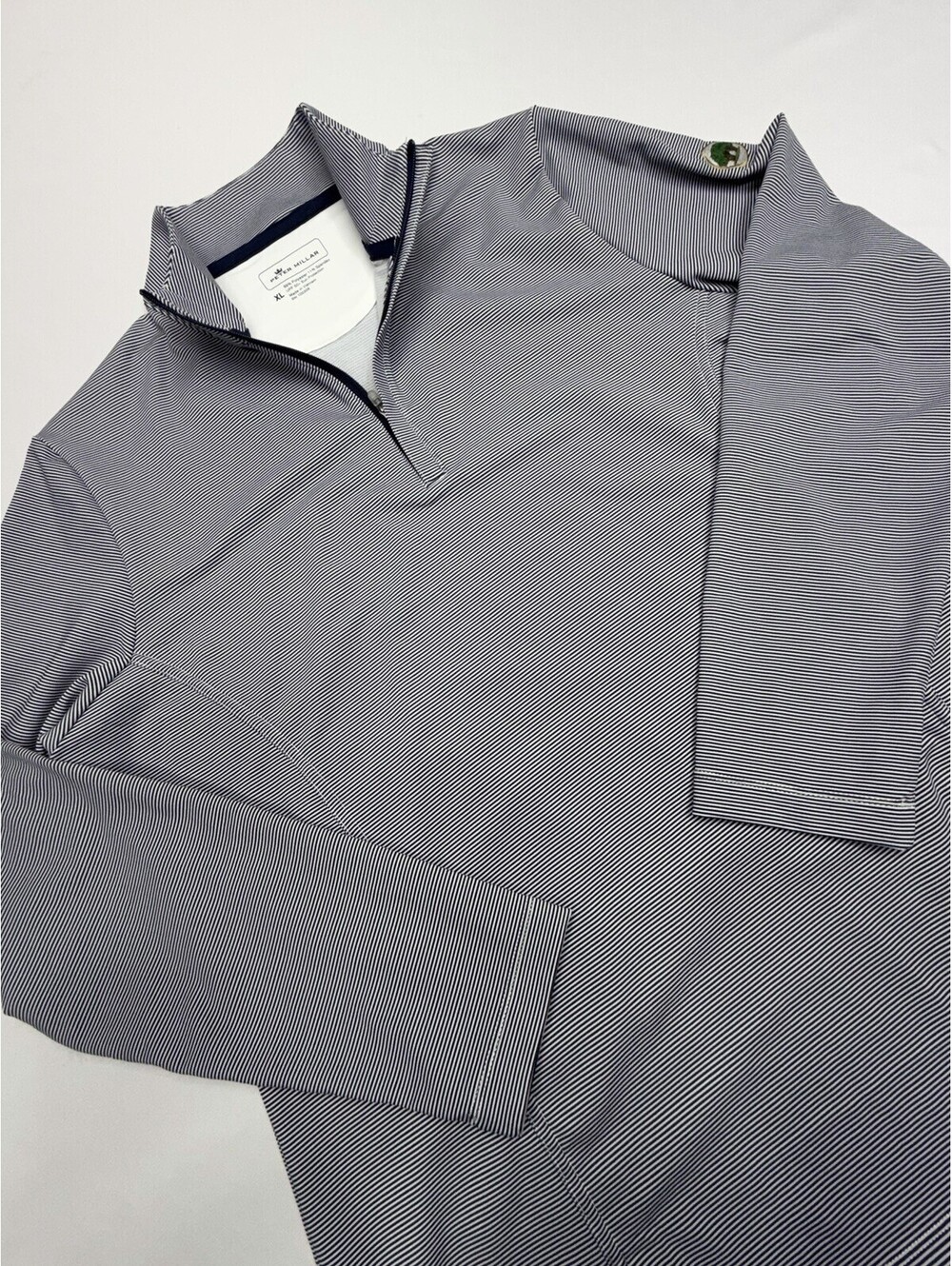 Peter Millar Quarter Zip Womens Large Grey Striped Pullover Golf Stretch Logo